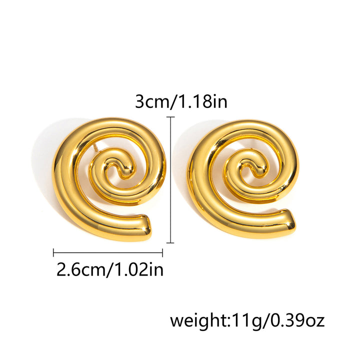 Wholesale Stainless Steel Plated Gold Earrings  Personality Simple  All-match Geometric Earrings