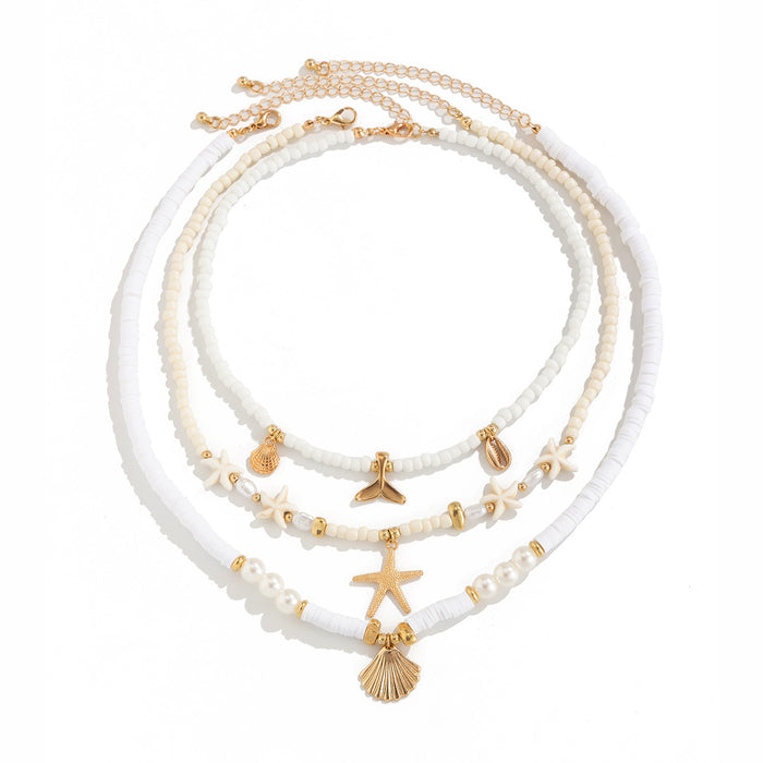 Wholesale Multi layer necklace beach starfish bead jewelry