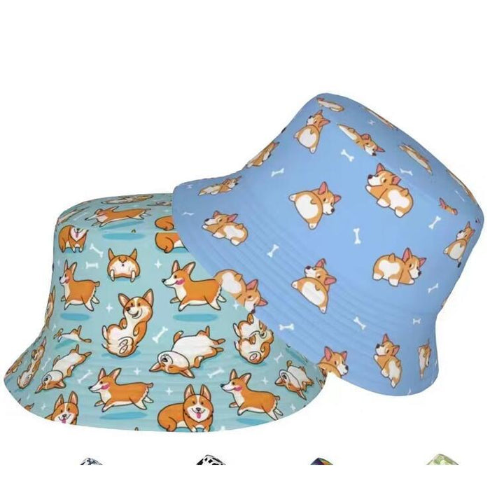 Wholesale geometric graffiti retro fisherman hat printed double-sided all-match basin hat outdoor sun hat