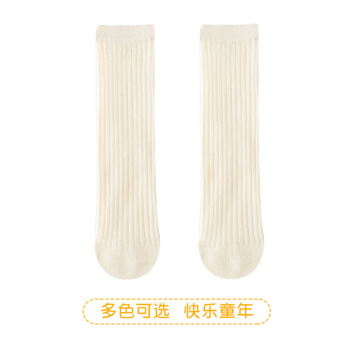 Wholesale of New Double Needle Long Socks for Boys and Girls in Spring and Autumn Solid Color Breathable Cotton Baby Socks for Girls JDC-SK-SL008