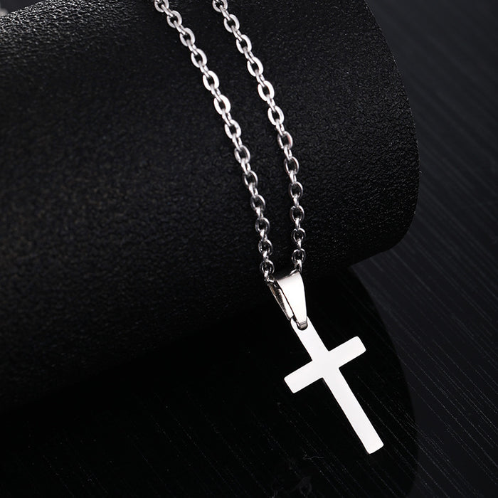 Wholesale Stainless steel smooth cross titanium steel necklace solid color accessories collarbone chain