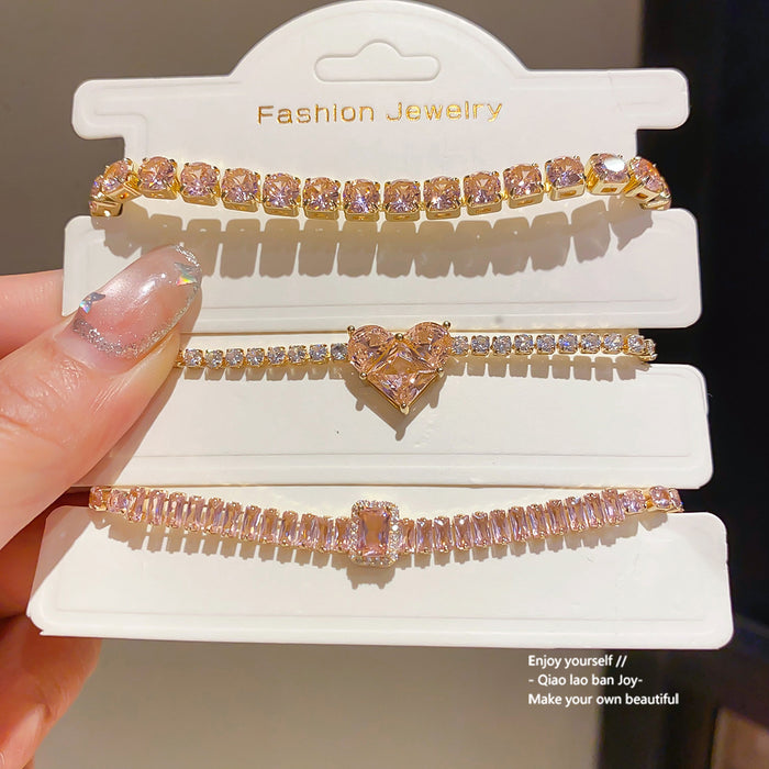 Wholesale Geometric Square Round Clasp Bracelet with Zircon Trendy Jewelry Accessory