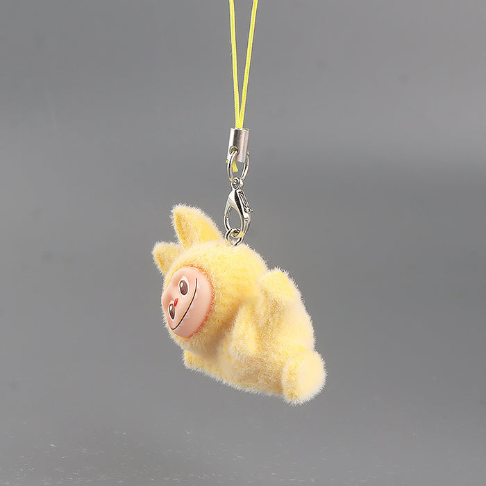 Wholesale Resin flocked side-lying yoga cartoon keychain