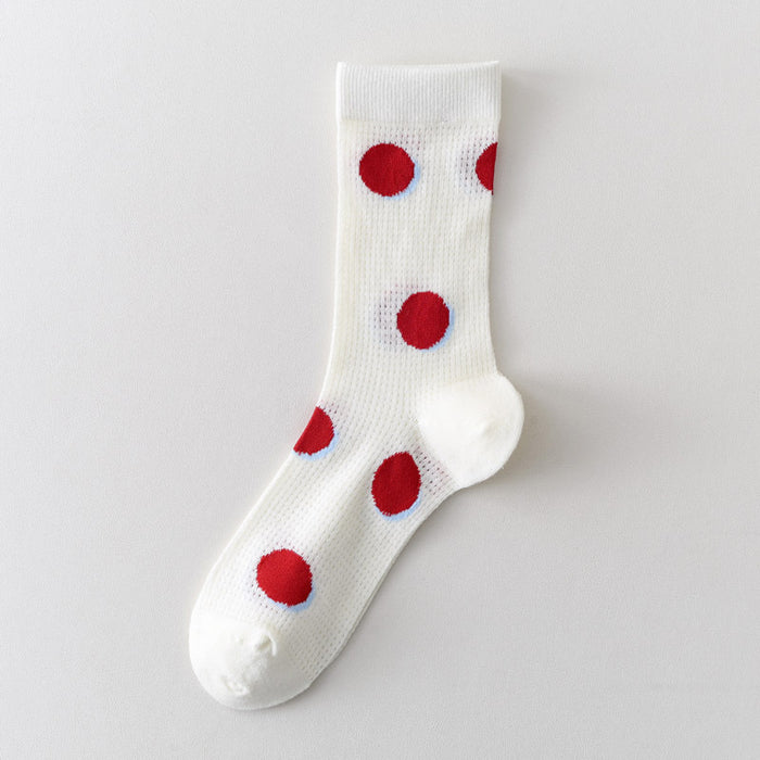 Wholesale New mesh breathable mid tube socks with cartoon embroidery