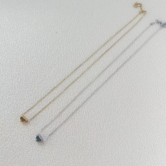 Wholesale New silver lucky bean necklace, simple, personalized, versatile, niche collarbone chain