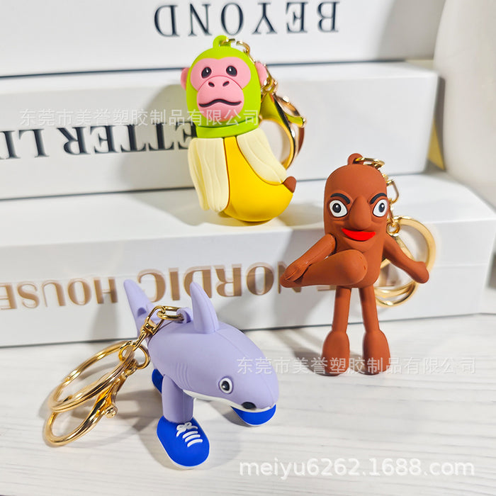 Wholesale Keychain, wooden stick, shark running shoe pendant