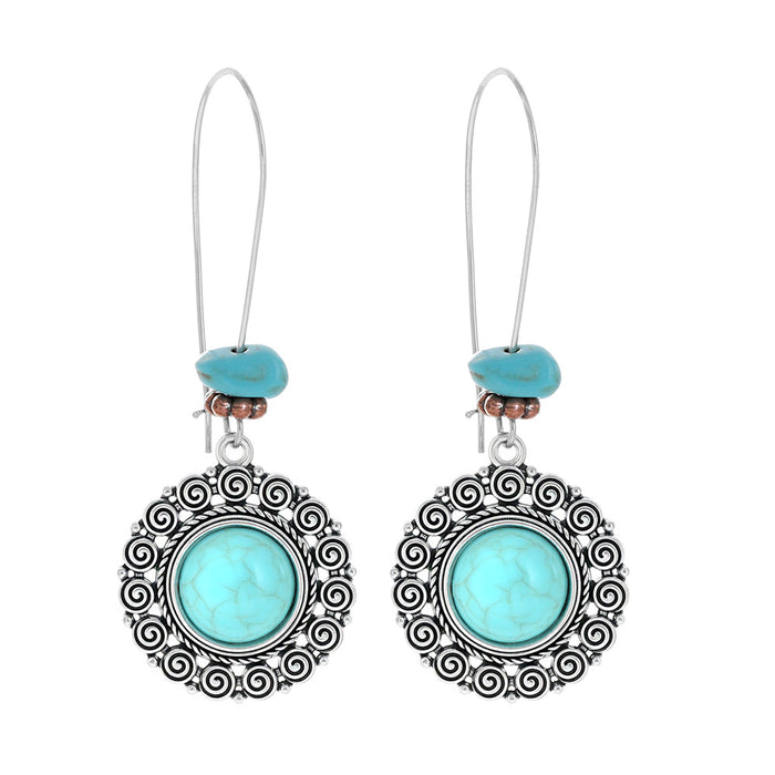 Wholesale Beach Vacation Geometric Alloy Earrings with Turquoise Acrylic Fashion Jewelry MOQ≥2