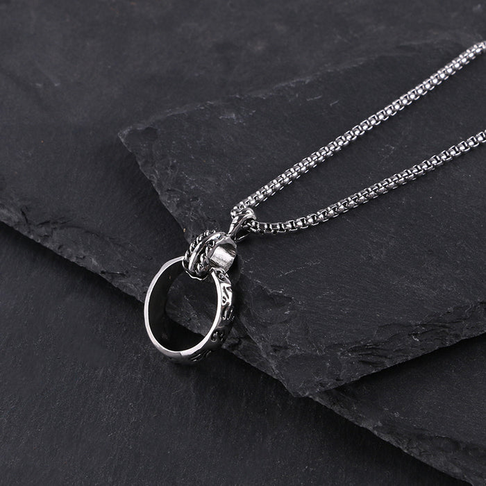 Wholesale Character Ring Pendant Stainless Steel Necklace JDC-NE-Zheq007