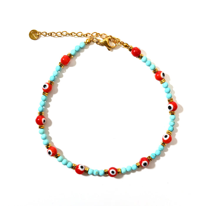 Wholesale Classic Devil's Eye Stainless Steel Bead Foot Chain Round Beads Colorful Evil Eye Foot Accessories Wholesale