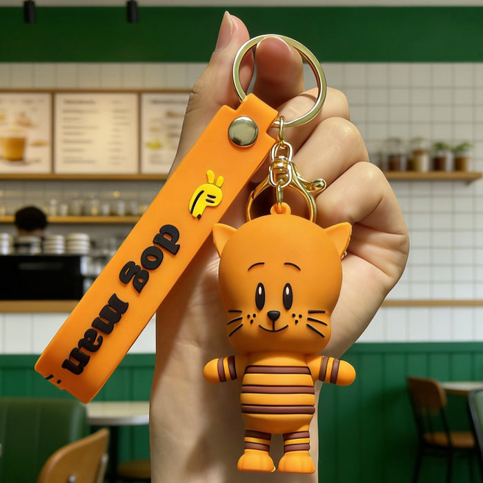 Wholesale Detective Dog Puppy Keychain Silicone PVC Cartoon Car Key Accessory Gift