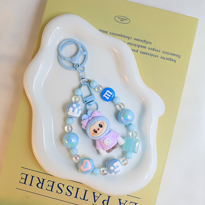 Wholesale Flocking Variable  Keychain Doll Pendant Cute Silicone Cute Blind Box Bag Bead Chain Pendant Accessories