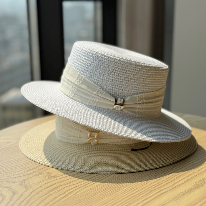 Wholesale Flat Top Straw Hat Summer Sunshade Sun Protection Straw Fashion Trendy