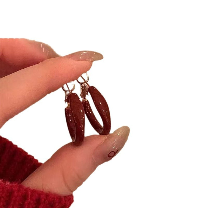 Wholesale Autumn Ankora Accessories Red Ear Ring Ear Buckle Light Luxury Niche Earrings Design High-end Earrings