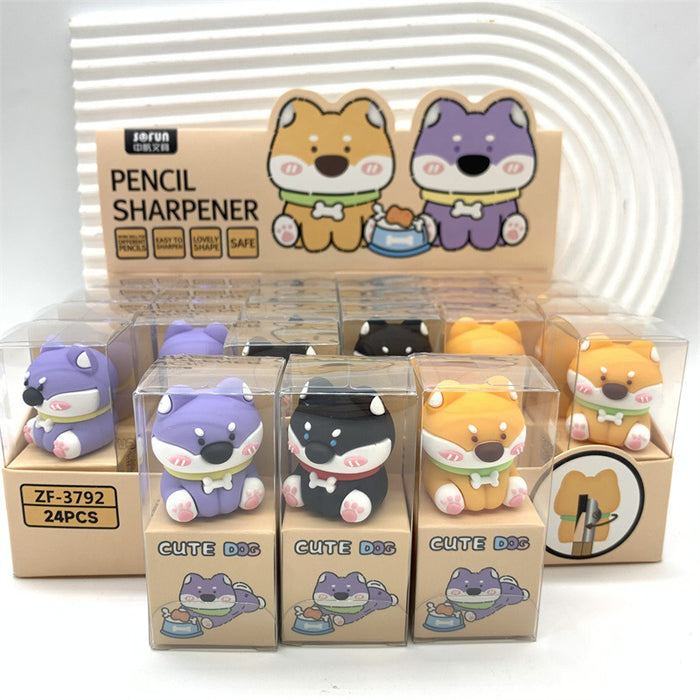 Wholesale Cute pet animal silicone puppy small Shiba Inu pen shaved sand skin dog turning pen knife Husky ornament rolling pen knife