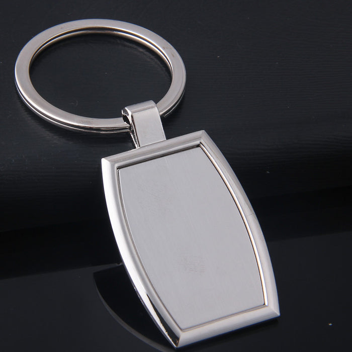 Wholesale Fashionable zinc alloy single row keychain, car anti loss keychain pendant, blank hanging tag, double-sided laser drip adhesive