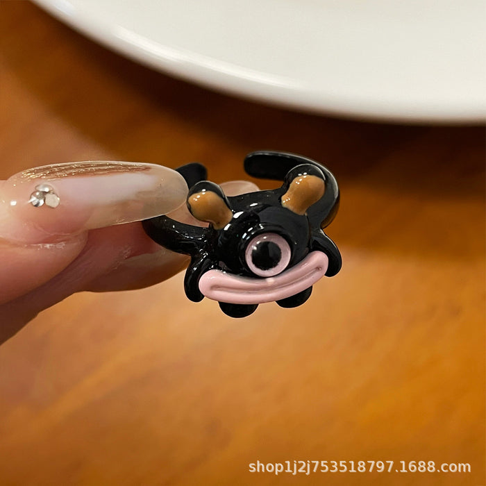 Wholesale Cartoon Drip Oil Opening Ring Personalized Ring
