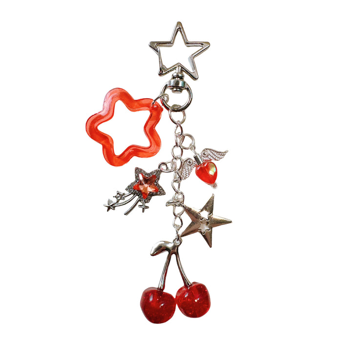 Wholesale Subculture Diamond Meteor Glitter Cherry Five-Pointed Star Heart Mobile Phone Chain