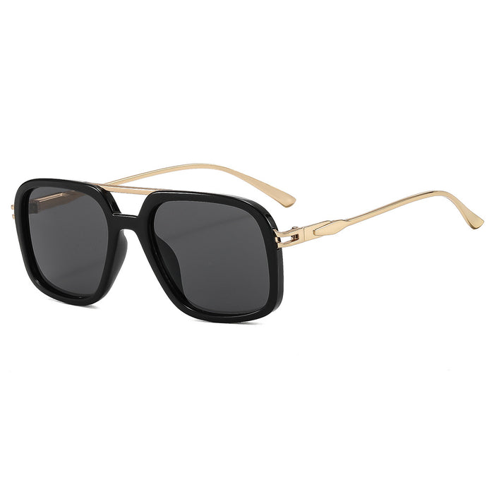 Wholesale Chic Retro Double Bridge Sunglasses for Women UV400 Large Frame Black Gray Sun Protection Fashion Accessory
