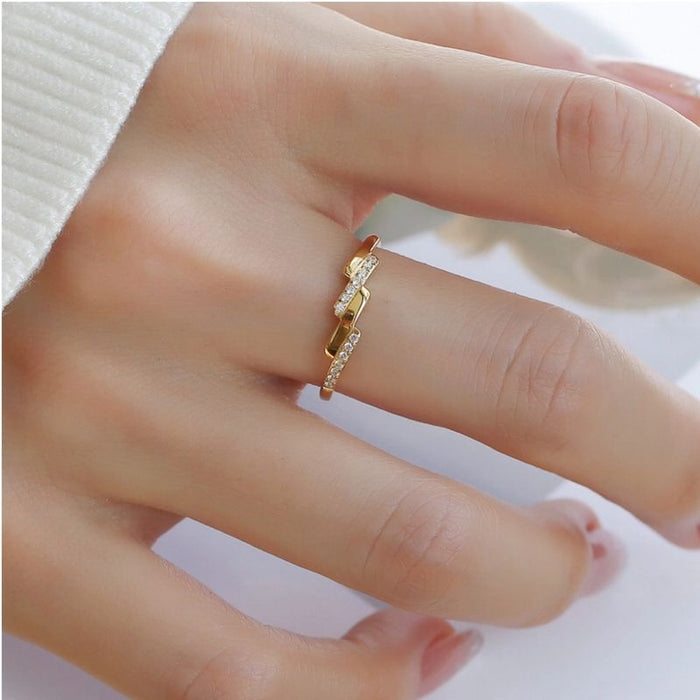 Wholesale Diamond-Encrusted Titanium Steel Jewelry Ring Exquisite Accessories