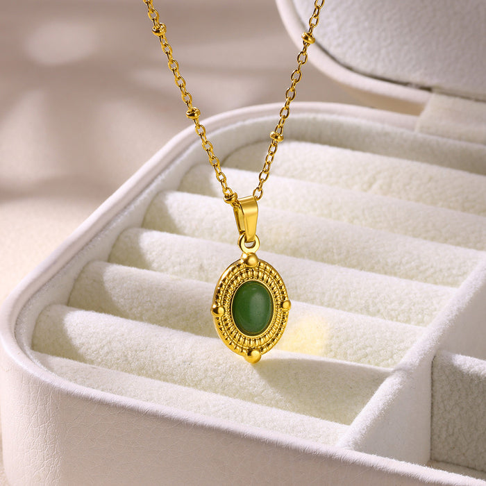 Wholesale stainless steel  turquoise clavicle chain tiger eye stone necklace