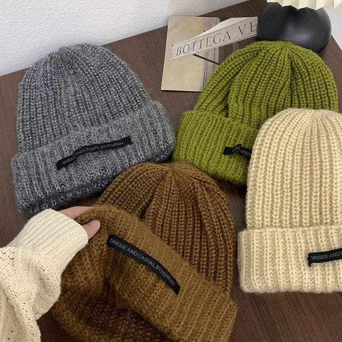 Wholesale large version of coarse wool hat children' s big head circumference loose thick knitted hat face small warm cold hat