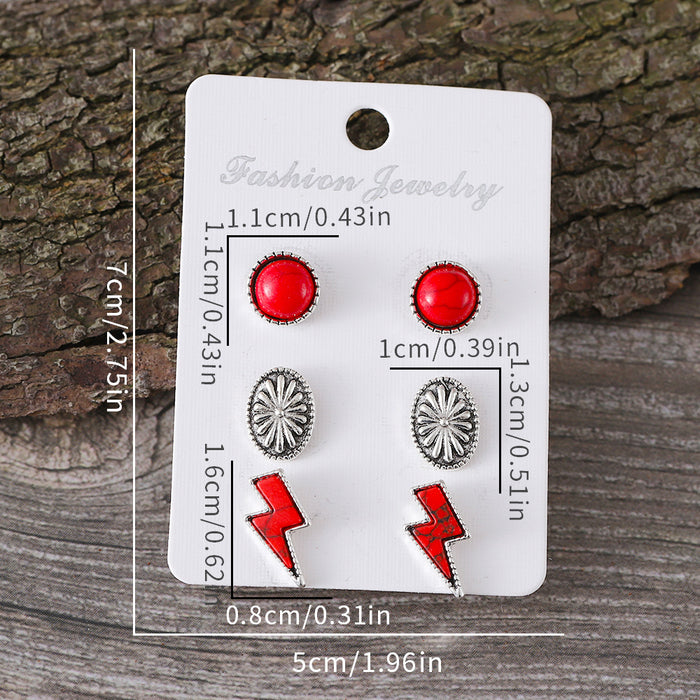 Wholesale Personalized Western style lightning turquoise inlaid pumpkin flower earrings ethnic style Bohemian simple earrings