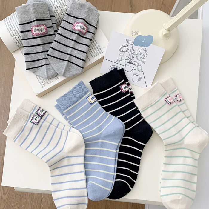 Wholesale Striped boneless socks with tube fabric, labeled pile, sock cotton