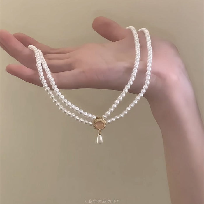 Wholesale Butterfly Beaded Double Layer Choker Necklace Trendy Fairy Jewelry Accessory