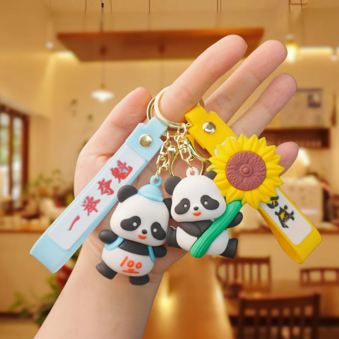 Wholesale Cartoon Cute Panda Keychain Small Pendant Creative Metal Jewelry