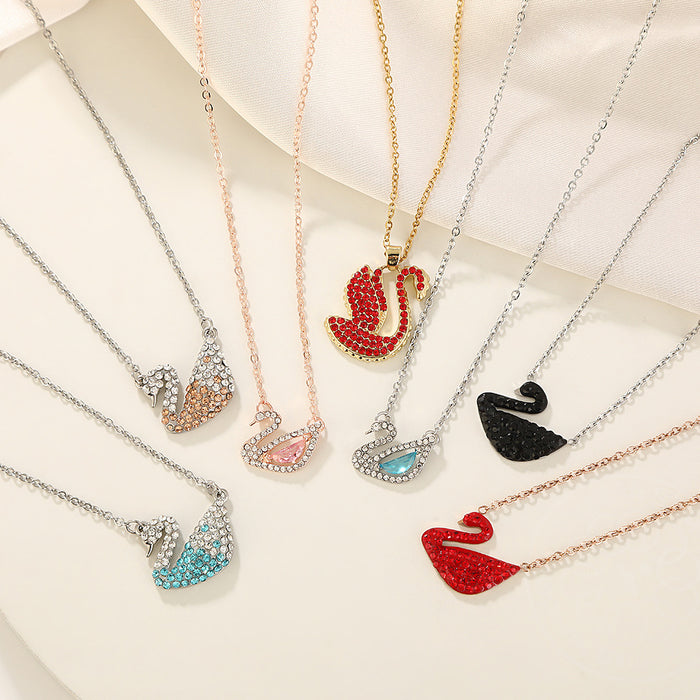Wholesale Diamond-encrusted swan necklaces come in a variety of colors