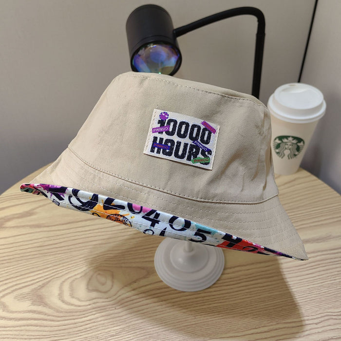 Wholesale Big Head Versatile Double sided Fisherman's Hat New Sunshade and Sunscreen Printed Letter Label Wide brimmed Basin Hat
