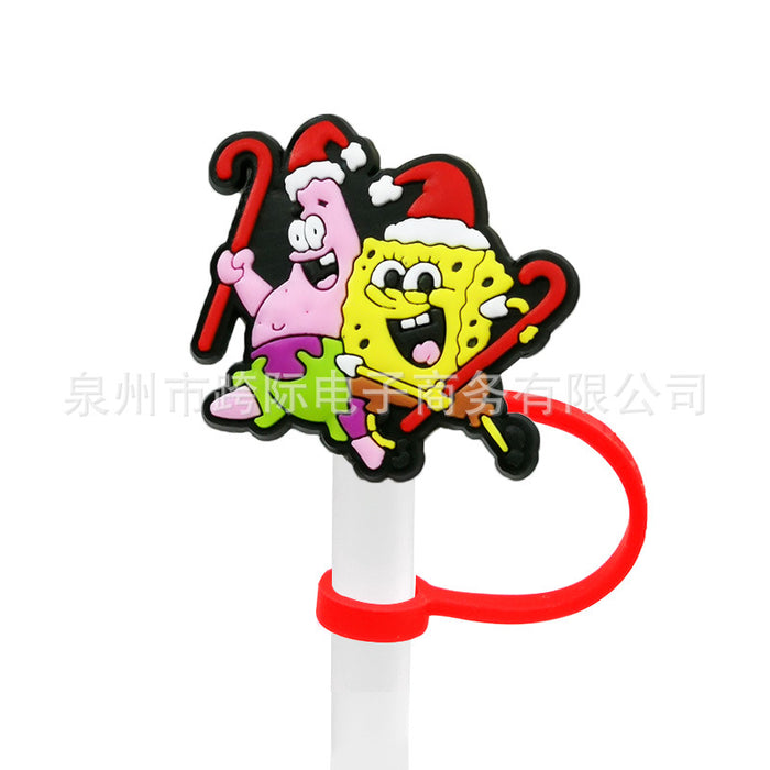 Wholesale Cartoon style straw cover, straw cap, silicone dust stopper, cute anime party straw decoration