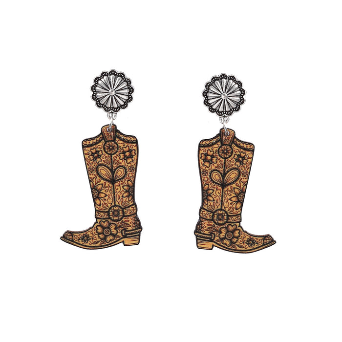 Wholesale Wooden Cut and Print Vintage Earrings All-match Small Style