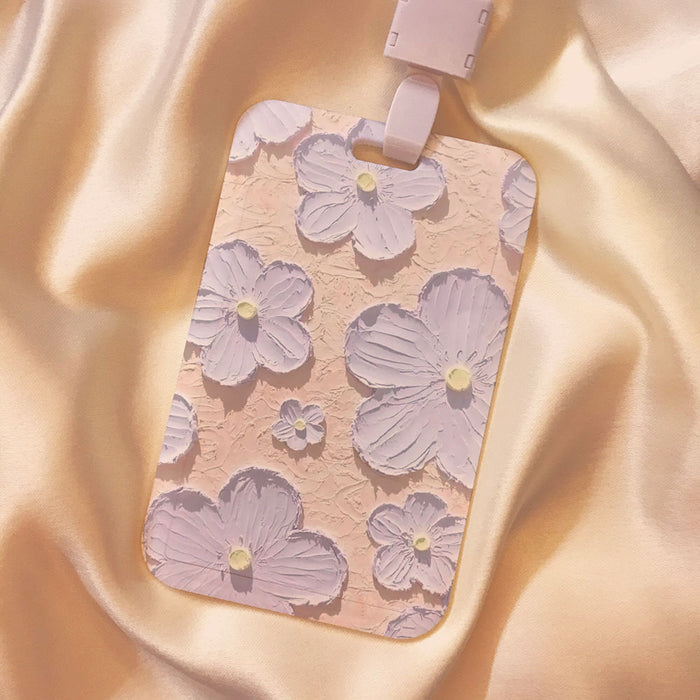 Wholesale Oil Painting Flower Card Holder with Lanyard Keychain