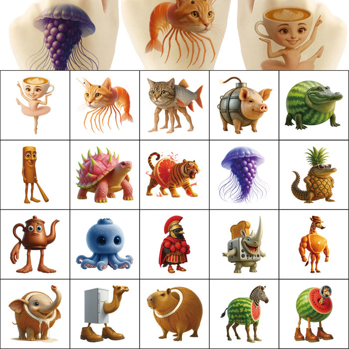 Wholesale 5X5Cm Cartoon Tattoo Water Transfer Tattoo Decorative  Stickers