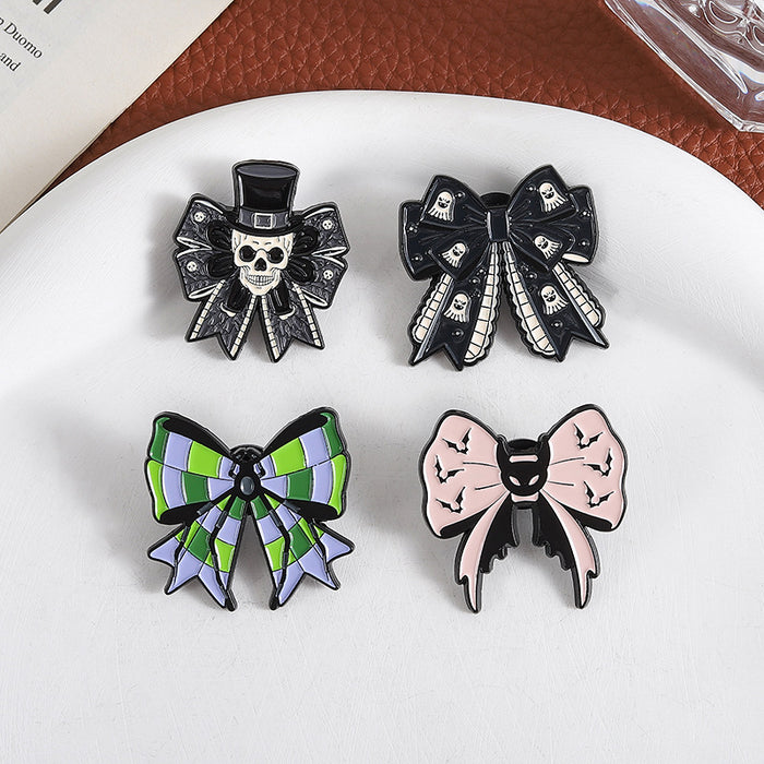 Wholesale Punk Dark Style Bow Brooch Zinc Alloy Lapel Pin Badge JK Skirt Decorative Gift