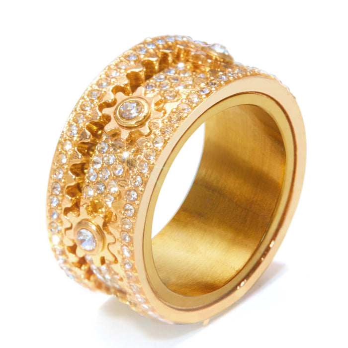 Wholesale gear rotating diamond ring fashion  rotating color diamond ring