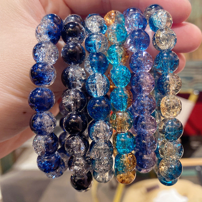 Wholesale Glass Bead Bracelet Deep Sea Blue Two-Color Unisex Fashion Accessory MOQ≥3