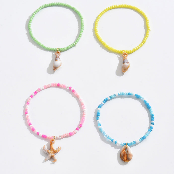 Wholesale Rice Bead Bracelet 4-Piece Set Summer Shell Starfish Pendant Bracelet