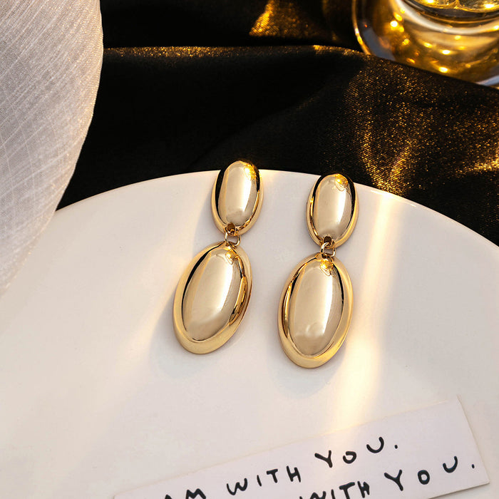 Wholesale Simple Metal Scenery Surface Water Drop Oval Earrings Exaggerated Distinctive Geometric Round Earrings