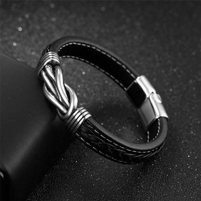 Wholesale Fashion Commuter Magnet Buckle Leather Bracelet Hot Sale Leather Rope Magnetic Twist Style Accessories Men's Bracelet JDC-BT-XH004