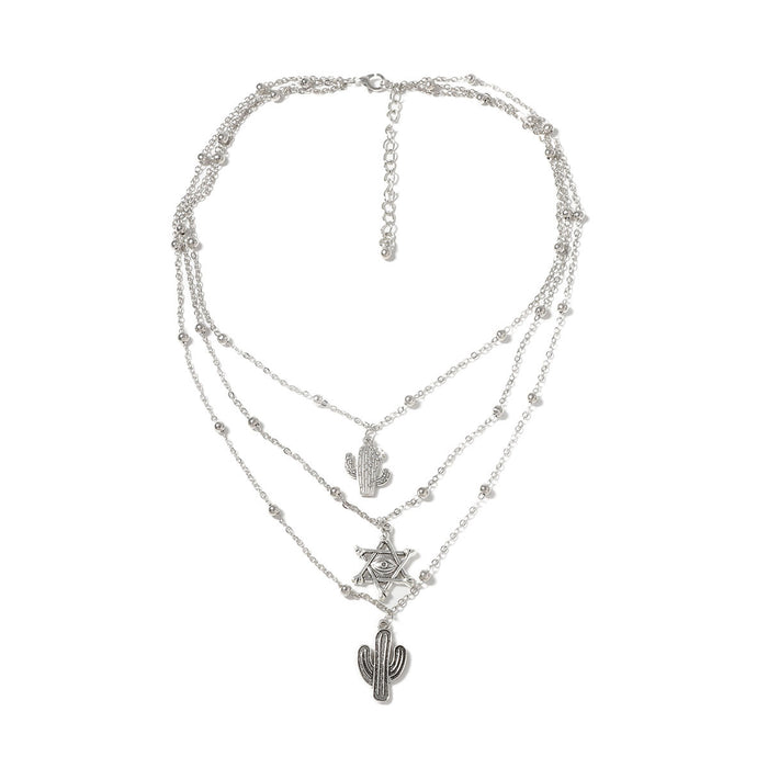 Wholesale Multi-layer Stacked Chain Cactus Wine Bottle Women's Necklace