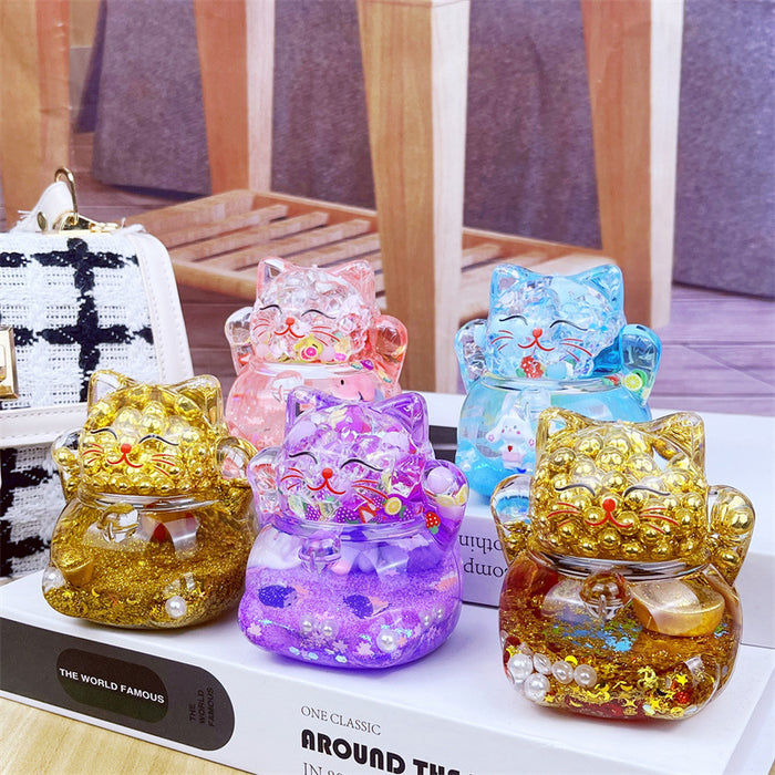 Wholesale Oil Drops Liquid Sand Bottle Acrylic Oil Ornaments Dripping Lucky Cat Oil Leakage Small Gift