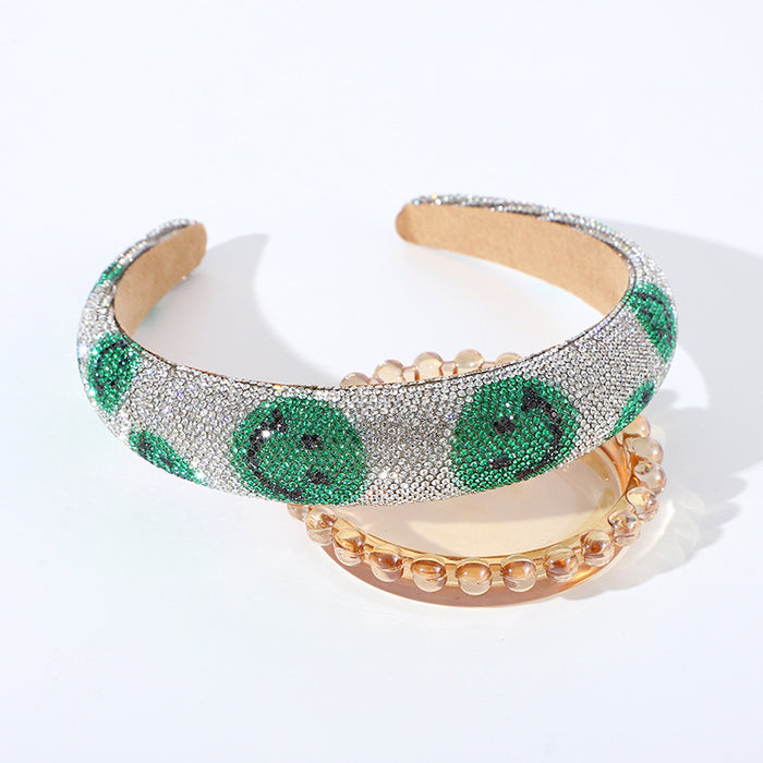 Wholesale Retro shiny starry rhinestone headband light luxury all-match smiley face hair accessories