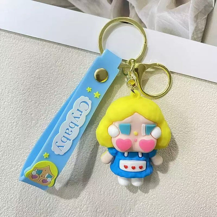 Wholesale Cartoon Flocking Crying Baby Keychain Cute Silicone Doll Doll Car Keychain Gift Bag Pendant