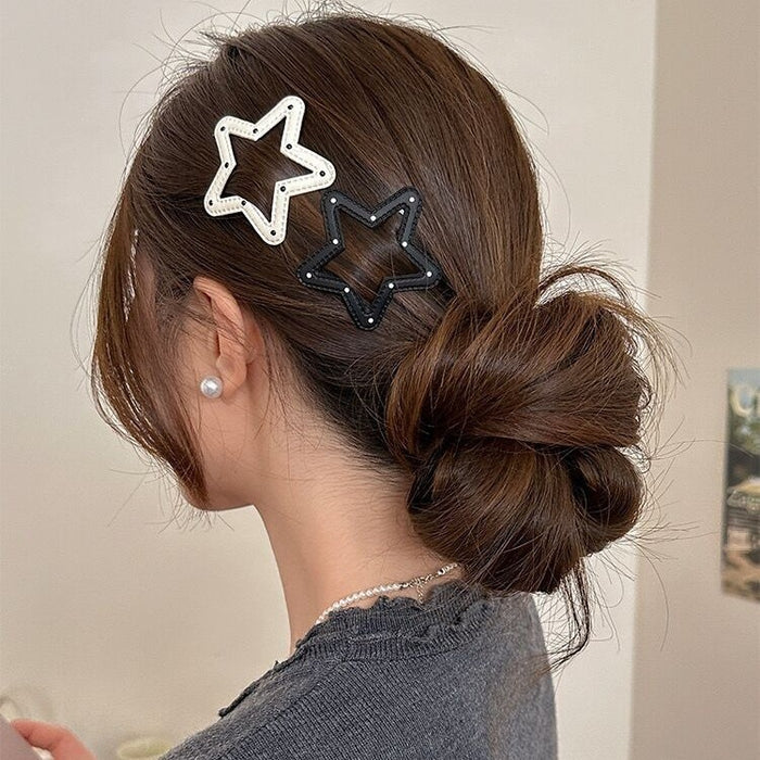 Wholesale Black and White Polka Dot Leather Snap Clips for Kids ( Spring/ Summer)