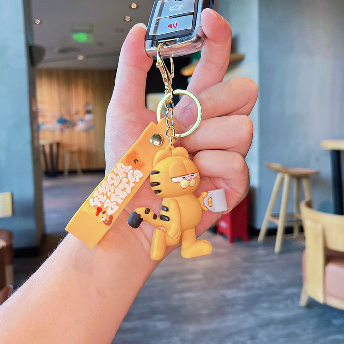 Wholesale Cartoon funny cat keychain small pendant doll car keychain student schoolbag pendant