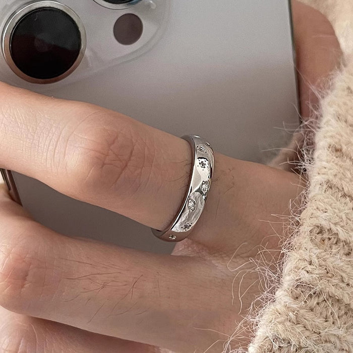 Wholesale Micro inlaid small diamond ring, star niche, high-end feeling, simple style, exquisite opening, adjustable ring, new product