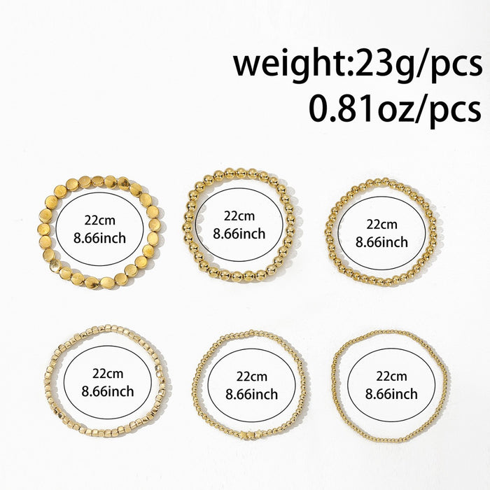 Wholesale Jewelry niche handmade alloy bead geometric stacking bracelet foot chain six piece set
