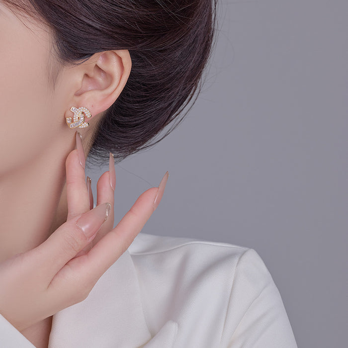 Wholesale Double C Earrings Silver Needle High-End Accessible Luxury Elegant Earrings for Women